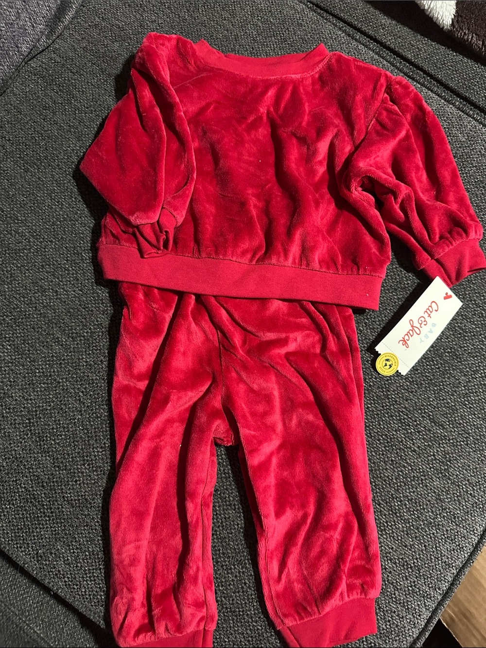 Carter's Red Velour Kids Set